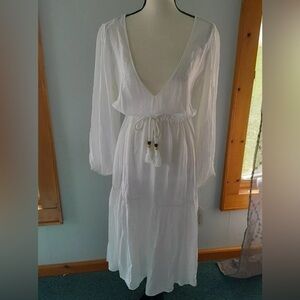 Joie Cream Tiered Wrap dress size medium gathered waist